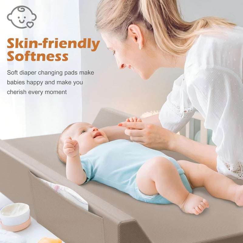 JVEOO Vegan Leather Baby Changing Pad, Waterproof & Wipeable Soft Diaper Changing Mat 32“ x 16.6" Comfortable Infant Changing Station for Dresser & Table - Image 5